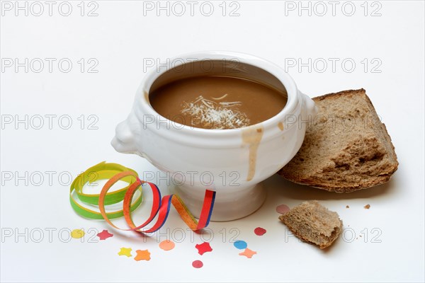 Basler Mehlsuppe, the soup is traditionally eaten at Fasnacht, Basel, Switzerland, Europe