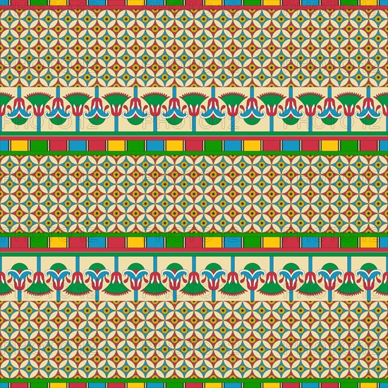 Ancient Egyptian traditional background, vector seamless pattern