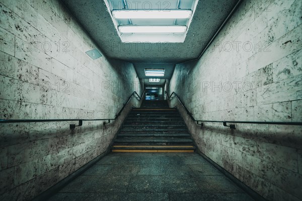 Empty stairs in underground tunnel