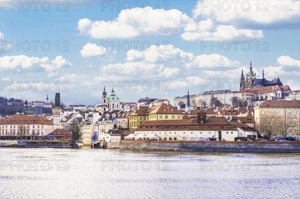 View of Mala Strana by the Moldava river located in Prague, Czech Republic, Europe