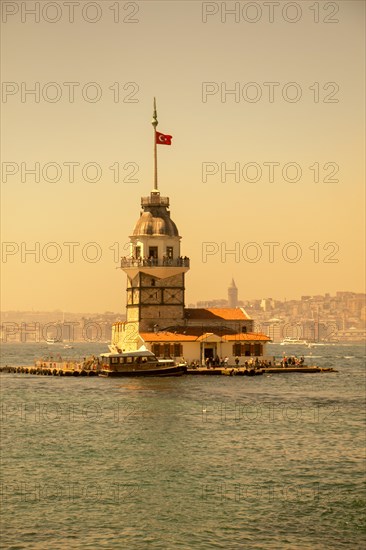 Maidens Tower located in the middle of Bosporus