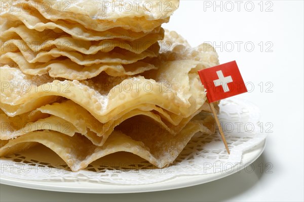 Basler Fasnachtskiechli, Fasnachtskuechlein, deep-fried Fasnachtsgebaeck, Basel, Switzerland, Europe