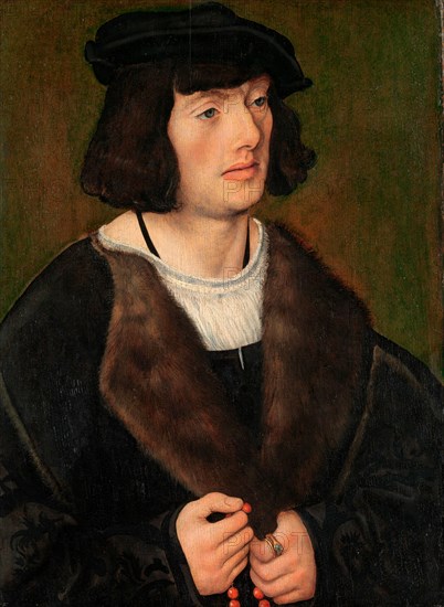 Portrait of a Man with a Rosary, painting by Lucas Cranach the Elder, 4 October 1472, 16 October 1553, one of the most important German painters, graphic artists and letterpress printers of the Renaissance, Historical, digitally restored reproduction of a historical original