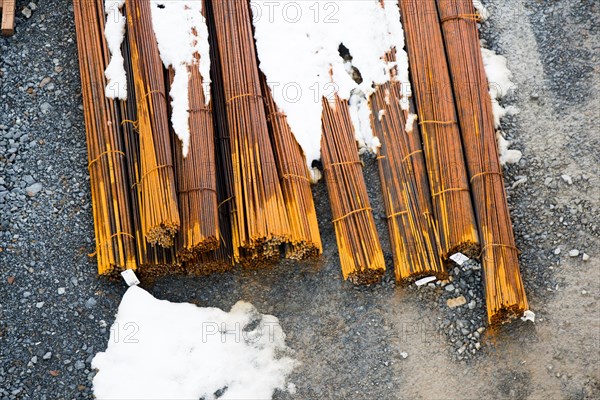 Rusty wire as a texture of old metal coil iron bars