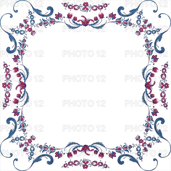 Vector floral frame with traditional Norwegian Rosemaling motif