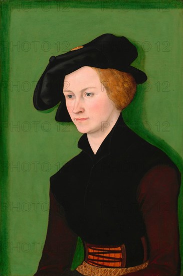Portrait of a Woman, painting by Lucas Cranach the Elder, 4 October 1472, 16 October 1553, one of the most important German painters, graphic artists and letterpress printers of the Renaissance, Historical, digitally restored reproduction of a historical original