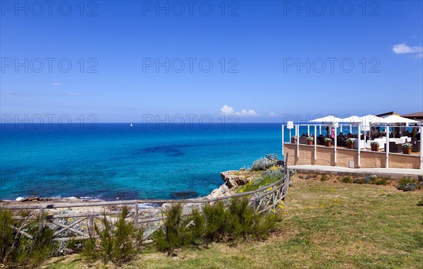 Restaurant on the coast at Cala Mesquida, Majorca, Balearic Islands, Spain, Europe