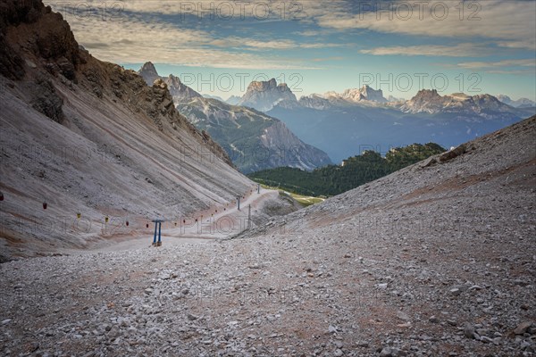 Gondola lift to Forcella Staunies, Monte Cristallo group, Dolomites, Italy, Monte Cristallo group, Dolomites, Italy, Europe