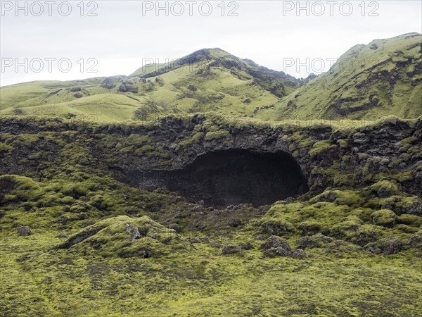 Tjarnargigur crater landscape, moss-covered volcanic landscape, Laki crater landscape, highlands, South Iceland, Suourland, IcelandMPUS DIGITAL CAMERA