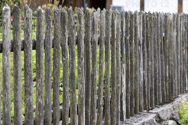 Wooden fence at a farm garden, Allgaeu, Bavaria, Germany, Europe