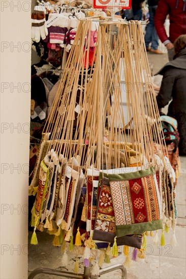 Traditional style handmade woven bags of fabric