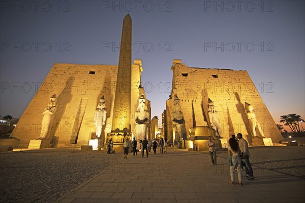 Luxor Temple Complex by Night, Luxor, Egypt, Africa