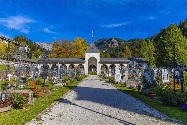 The cemetery of Sankt Ulrich, Val Gardena, Dolomites, South Tyrol, Italy, Europe