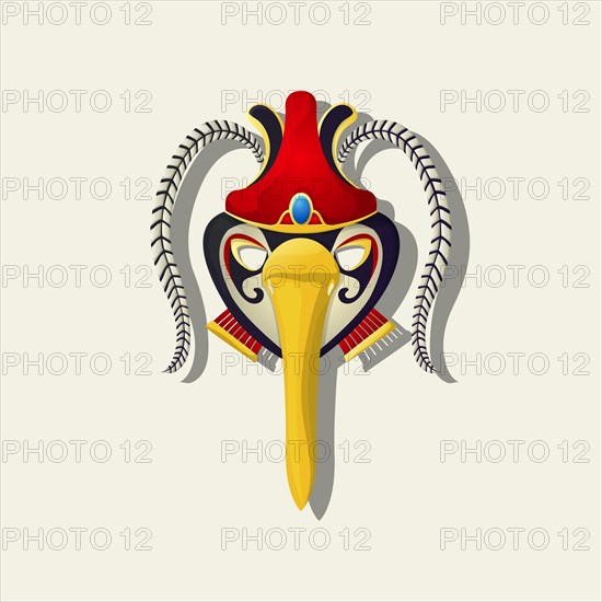 Egyptian god Bennu mask, vector icon