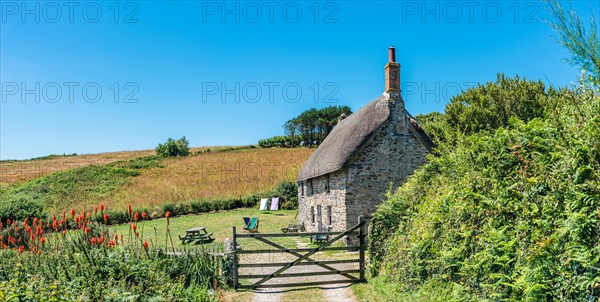 English Cottage, Bessys Cove, The Enys, South West Coast Path, Penzance, Cornwall, England, United Kingdom, Europe