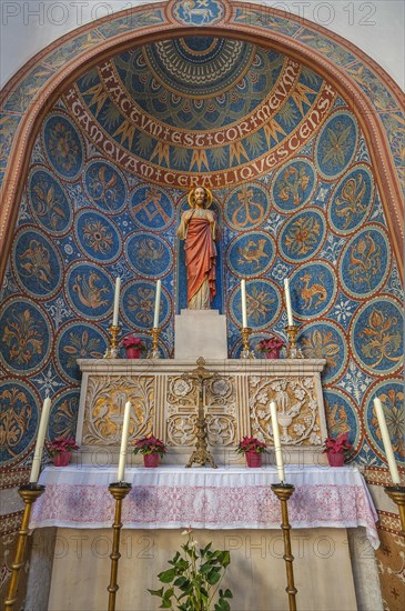 Side altar, Neo-Romanesque parish church of St. Anne in Lehel, Munich, Bavaria, Germany, Europe