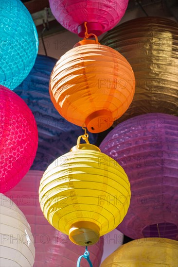 Colorful paper lantern outdoor in the marketplace