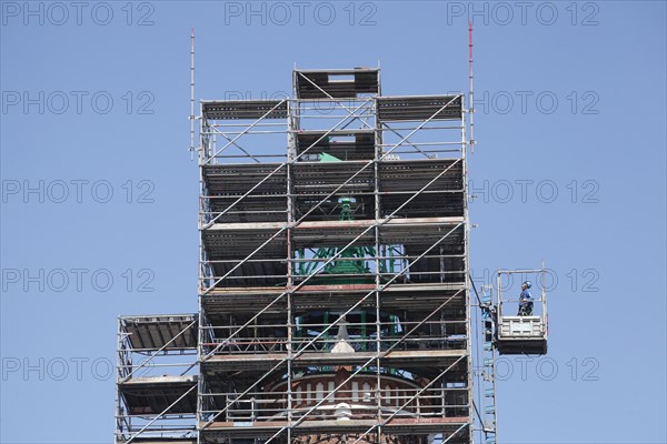 Construction site, scaffolding, lighthouse, Simon Loschen, Bremerhaven, Bremen, Germany, Europe