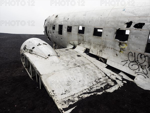 Plane wreckage on the lava beach of Solheimasandur, Iceland, Europe