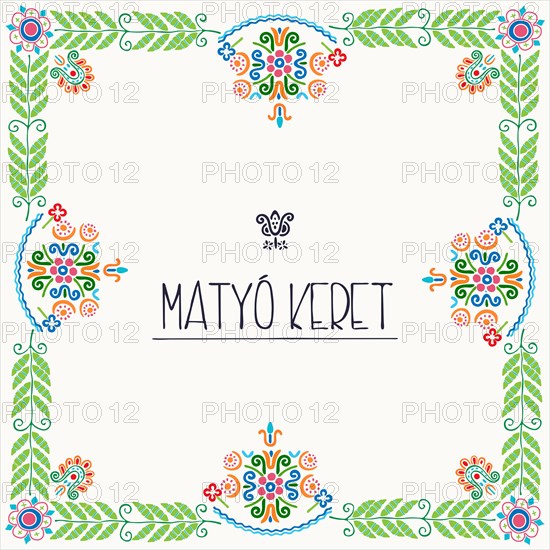 Vector frame with traditional Hungarian floral motives