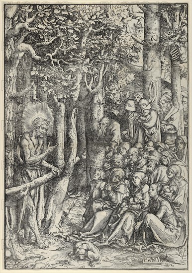 The Sermon of St. John the Baptist, painting by Lucas Cranach the Elder, 4 October 1472, 16 October 1553, one of the most important German painters, graphic artists and letterpress printers of the Renaissance, Historical, digitally restored reproduction of a historical original