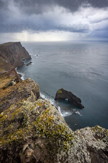 Coastal landscape, cliffs and sea, rugged coast with rock formations, Cape Ponta de Sao Lourenco, Madeira, Portugal, Europe