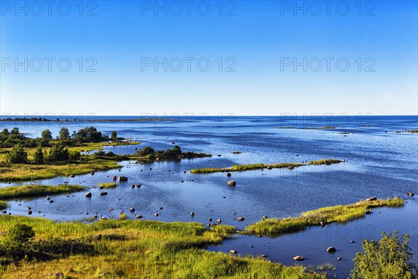 Kvarken Archipelago Nature Reserve, UNESCO World Heritage Site, view from Saltkaret lookout tower in summer, Bjoerkoeby, Korsholm, Mustasaari, Ostrobothnia, Gulf of Bothnia, Baltic Sea, Finland, Europe