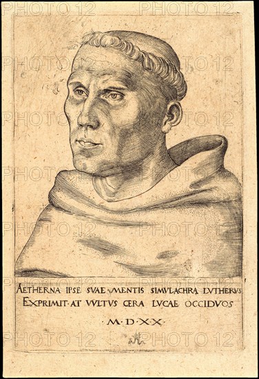 Martin Luther as an Augustinian monk, painting by Lucas Cranach the Elder, 4 October 1472, 16 October 1553, one of the most important German painters, graphic artists and book printers of the Renaissance, Historic, digitally restored reproduction of a historical original