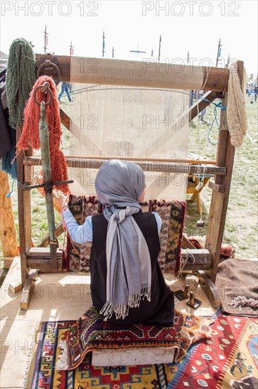 Carpet of traditional types made on a loom