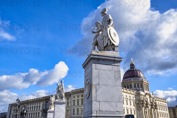 Figures on Schlossbruecke in front of Humboldt Forum, Berlin, Germany, Europe