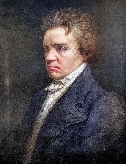 Ludwig van Beethoven was a German composer and pianist, Historic, digitally restored reproduction of a 19th century original