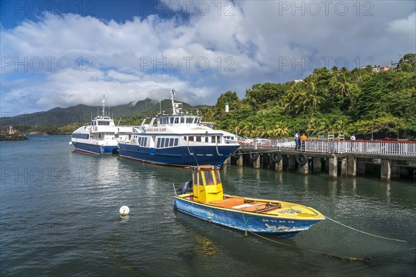 Ferry in the port of Trois Rivieres, Basse Terre, Guadeloupe, France, North America