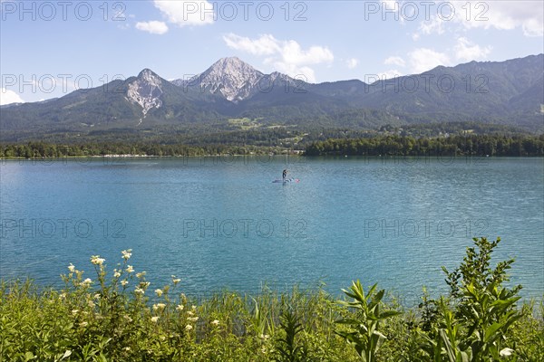 Mount Mittagskogel and Faaker See, Villach and Finkenstein municipalities, Carinthia, Austria, Europe