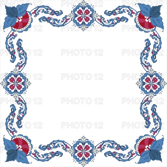Vector floral frame with traditional Norwegian Rosemaling motif