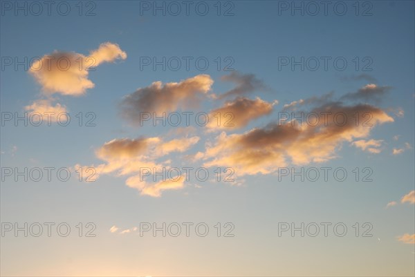Orange fluffy cloud in a blue sky