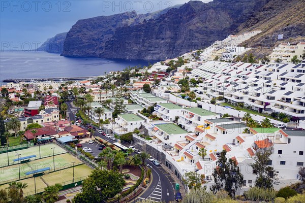 Tourist castles in Puerto de Santiago, Los Gigantes, Tenerife, Spain, Europe