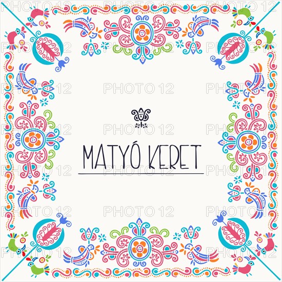 Vector frame with traditional Hungarian floral motives