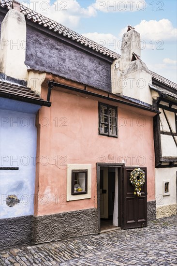 Houes in Golden Lane which is an iconic, tiny street located in Prague Castle