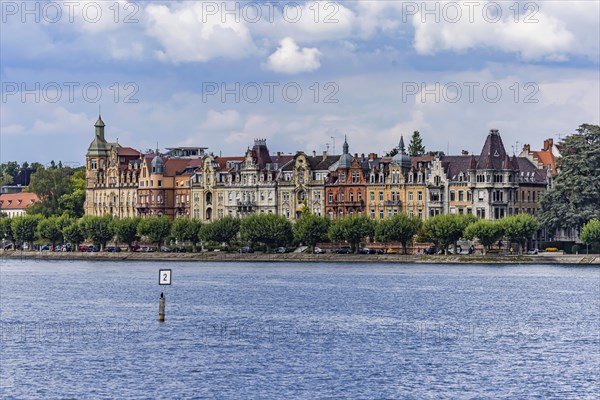 Villas with facades in Art Nouveau style, architecture, best residential location on Lake Constance, Constance, Baden-Wuerttemberg, Germany, Europe