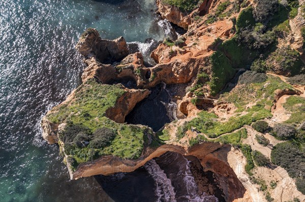 Praia da Marinha, rocks and cliffs, steep coast in the Algarve, Portugal, Europe