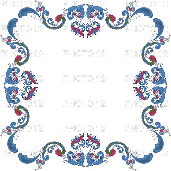 Vector floral frame with traditional Norwegian Rosemaling motif