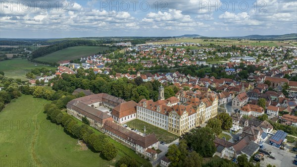 Aerial view, Residenz Ellingen, with the Ellingen estate and castle brewery, High Baroque, Ellingen, Franconian Lake District, Middle Franconia, Franconia, Bavaria, Germany, Europe