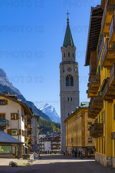 St. James Church in Cortina dAmpezzo, Dolomites, South Tyrol, Italy, Europe