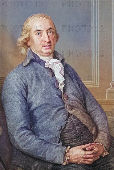 Johann Gottfried von Herder was a German philosopher, theologian, poet and literary critic, Historical, digitally restored reproduction of a 19th century original