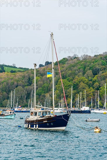 Yachts and Boats over River Dart, Kingswear from Dartmouth, Devon, England, United Kingdom, Europe