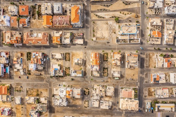 Aerial view of Santa Maria, the main touristic resorts town on Sal, Cape Verde Islands