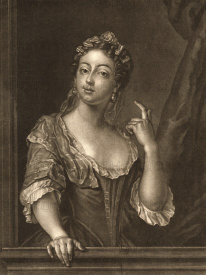 A Venetian courtesan, a woman available for love services in aristocratic or high bourgeois circles, 1739, Venice, Italy, Historic, digitally restored reproduction of an original from the period, Europe