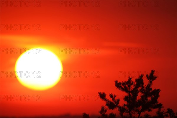 Sunset with red sky, Western Hungary, Hungary, Europe