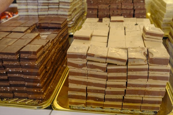 Italian desserts, dolci, gianduja, nougat layers, chocolate fair, Turin, Piedmont, Italy, Europe