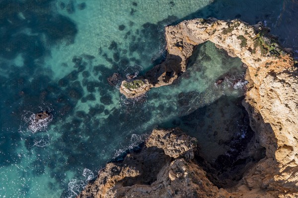 Praia da Marinha, rocks and cliffs, steep coast in the Algarve, Portugal, Europe